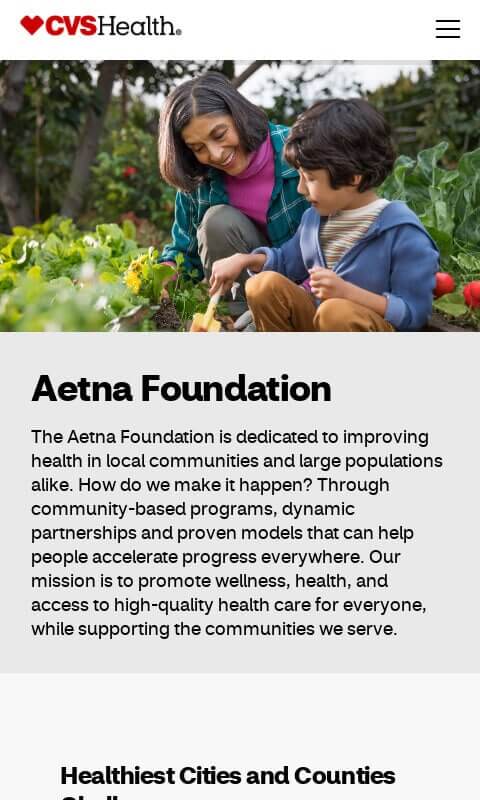  Screenshot of the CVS Health Aetna Foundation page.