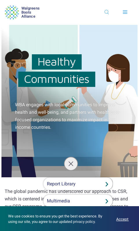  Screenshot of the Walgreens Boots Alliance Healthy Communities page.